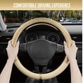 thumbnail image 5 of Steering Wheel Cover, Gold Patterned Leather Patchwork Design, Universal Fit 14.5"–15.5", Anti-Slip, Odor-Free, Soft PU Grain Leather, Durable Grip Car Accessory for Girls & Women, 5 of 16