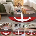 thumbnail image 6 of White Anchor Round Living Room Rugs 7 ft, Costal Purple Red Brown Wood Grain Bottom Washable Area Rug with Non-Slip Sturdy Edge Binding Round Carpet for Kitchen Office Bedroom, 6 of 9