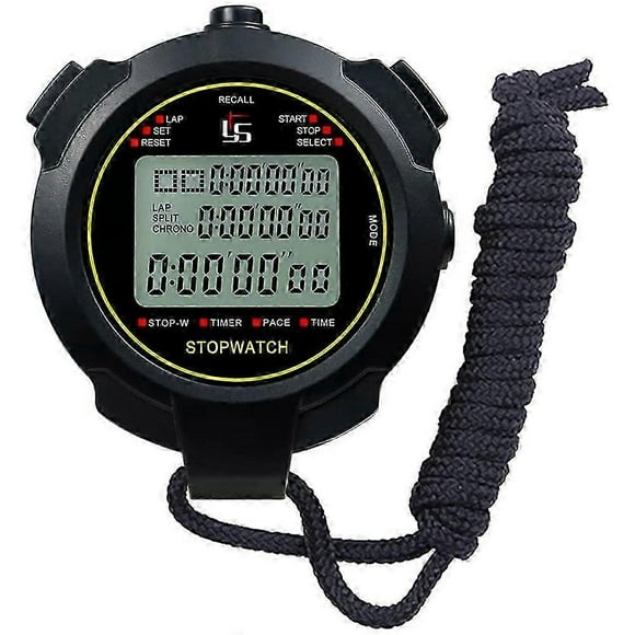 Digital Sports Stopwatch, 10Lap /Split Memory Stopwatch Count Down Timer, Large Display Waterproof