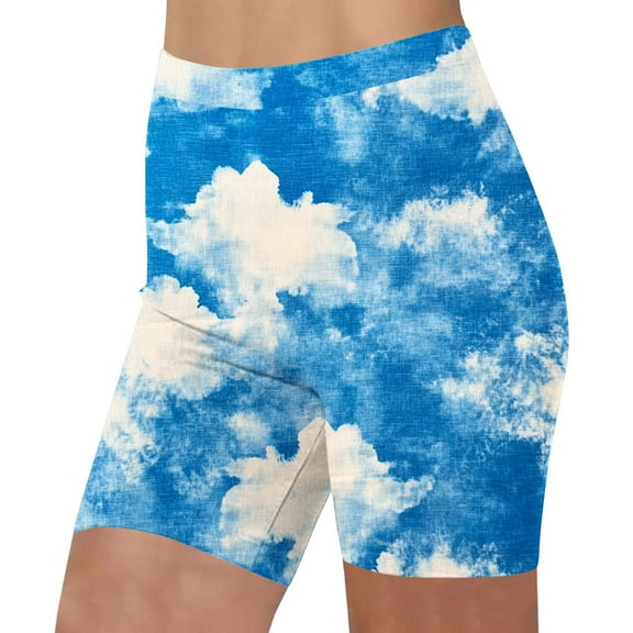 BRGZLK Womens Workout Leggings Shorts Elastic Half Shorts Fashion Tie-Dye Breathable Comfortable Yoga Pants Multicolor L