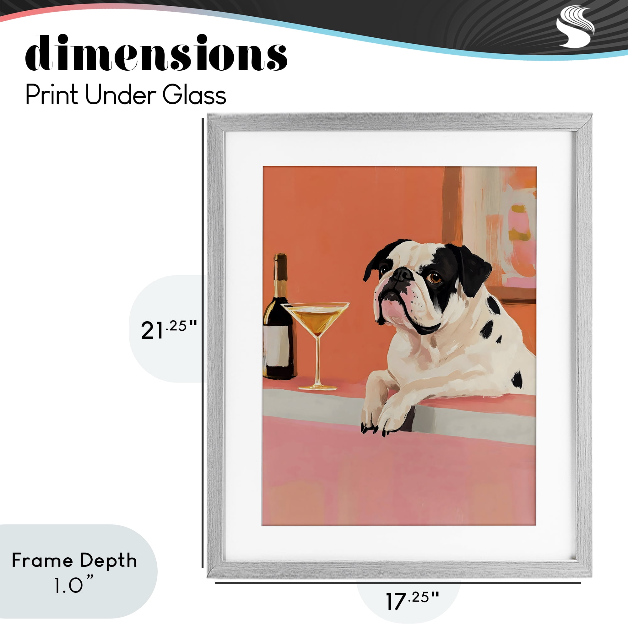 Stupell Industries Bulldog at Martini Lounge Gray Framed Print Under Glass, design by The Prints Vibe