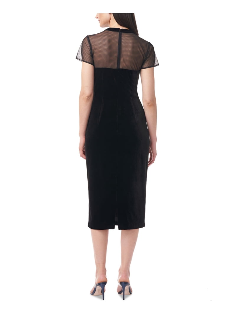 JS COLLECTION Womens Black Slitted Lined Short Sleeve Illusion Neckline Midi Evening Body Con Dress 4 - Walmart.com JS COLLECTION Womens Black Slitted Lined Short Sleeve Illusion Neckline Midi Evening Body Con Dress 4 - Walmart.com
