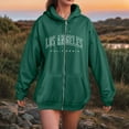 thumbnail image 2 of Quealent Women's Lightweight Cotton Blend Long Sleeve Zip Up Thin Hoodie Jacket Dark Green for Size 3XL, 2 of 8
