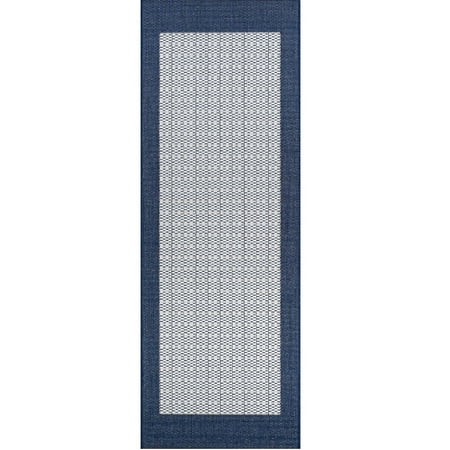 Couristan Recife Checkered Field Area Rug  2 3  x 11 9  Runner  Ivory-Indigo Couristan Recife Checkered Field Indoor/ Outdoor Area Rug in Ivory-Indigo: Indoor and Outdoor Rated Features a Structured  Flat Woven Construction that has a Smooth Surface Made from 100% Polypropylene  Making It Durable  Stain Resistant  and Easy to Clean UV Resistant to Keep Colors Brighter for Longer Pet-friendly