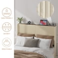 thumbnail image 6 of BSHTI Full Size Velvet Upholstered Platform Bed Frame with USB Ports, Beige Metal & Wood Bed Frame with Storage Shelf Headboard, Modern Accent Bedroom Furniture for Bedroom, No Box Spring Needed, 6 of 10