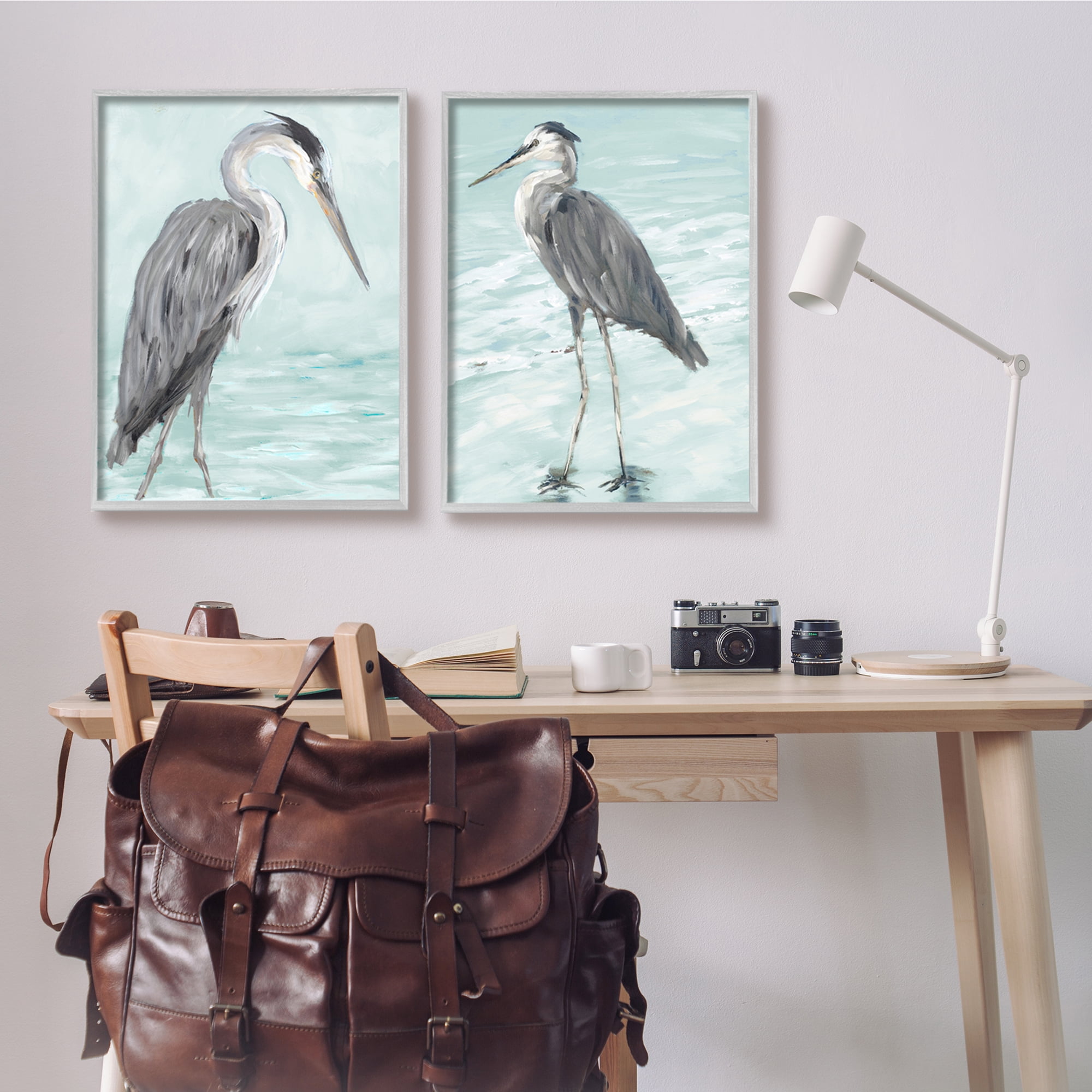 Stupell Indtries Heron Birds Standing Shallow Beach Water Coastal Waves,24 x 30,Design by Julie DeRice