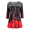 thumbnail image 3 of FASHIONWT Women Christmas Gradient Print Ruched Flared Tops 3/4 Sleeve Casual T-Shirt, 3 of 4