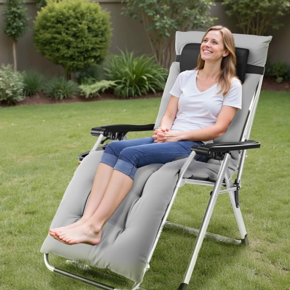 MAYEERTY Zero Gravity Chair Reclining Lounge with Cup Holder Tray Removable Cushion
