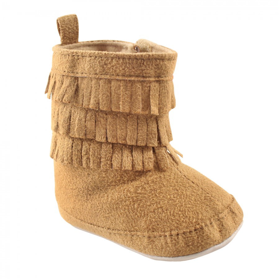 Forestime Winter Baby Girls Tassels Mid Calf Boots Cashmere Crib Prewalker Warm Soft Leather Shoes 