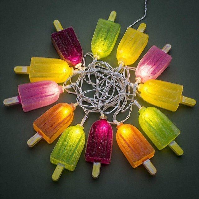 Colorida paleta de helado, 10 luces LED de 5 pies, funciona con pilas, para fiesta en el patio, árbol de Navidad, boda, guardería, dormitorio, decoración