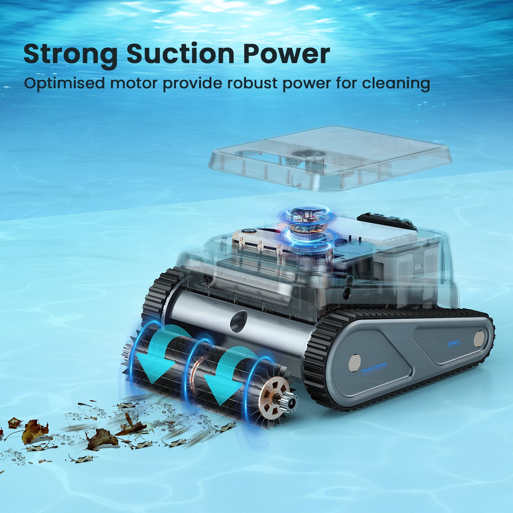 Devoac Robotic Pool Vacuum Cleaner Cordless Wall-Climbing for Above-Ground Pools and In-Ground Pools