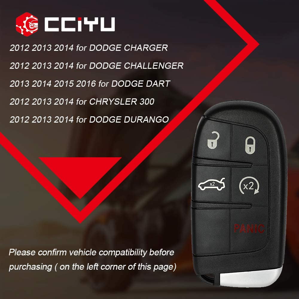 cciyu 1 X Flip Key Fob Uncut Blade 4 Buttons Replacement for 2011-2018 for D odge Charger 2015-2018 for D odge Challenger with FCC M3N-40821302 SHELL CASE