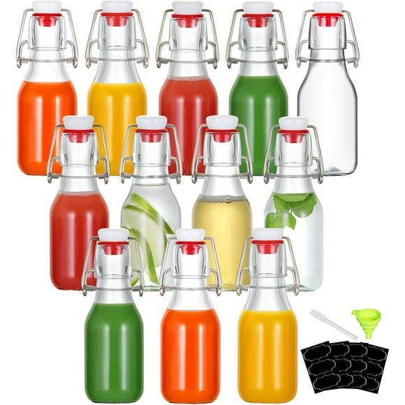 12 Pack 4 oz Swing Top Glass Bottles,Small Flip Top Glass bottles with airtight Caps for Home Brewing,Kombucha,2nd Fermentation,Kefir,Beverages,Soda,Oils,Vinegar,Limoncello,Vanilla extract