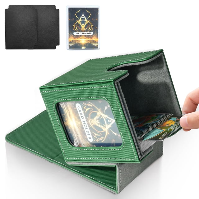 Caja de cubierta Jaffzora para MTG Commander, magnética, verde y gris