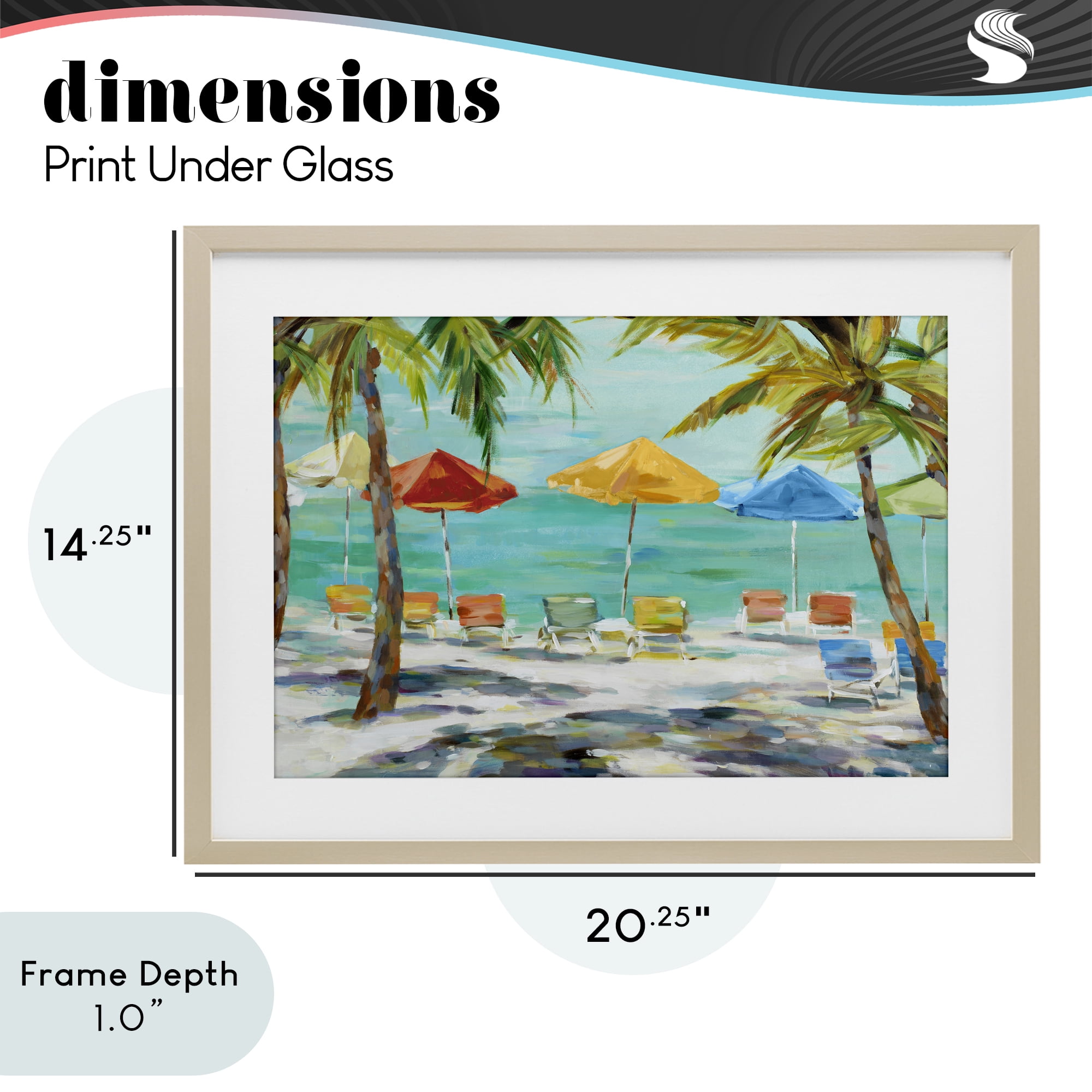 Stupell Industries Umbrellas Under the Palms Birch Framed Print Under Glass, design by Lorenzo Collective