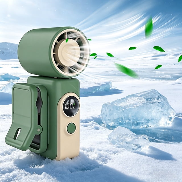 MTBLYS Portable Mini Fan Hands-Free Clip on Rechargeable 4 Wind Led Display Pocket Size Summer Travel Cooling