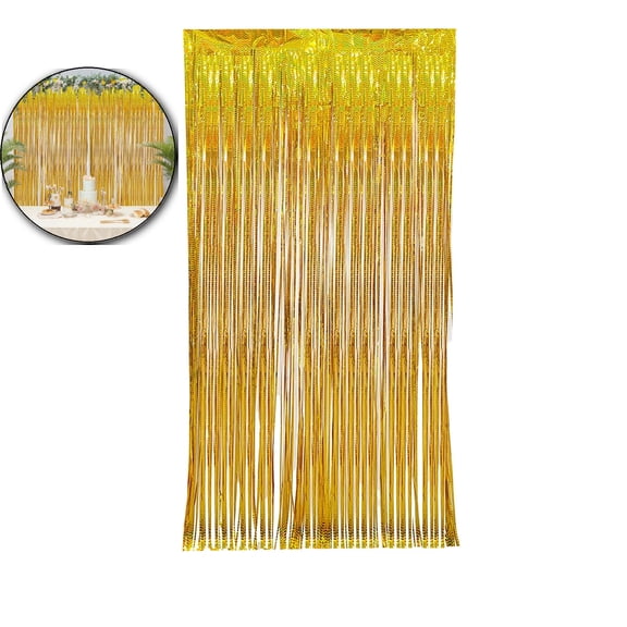 39.37×78.74in Metallic Tinsel Foil Fringe Curtains Party Photo Backdrop Party Streamers for St.Patrick's Day, Birthday, Graduation, New Year Eve Decorations Christmas Decor