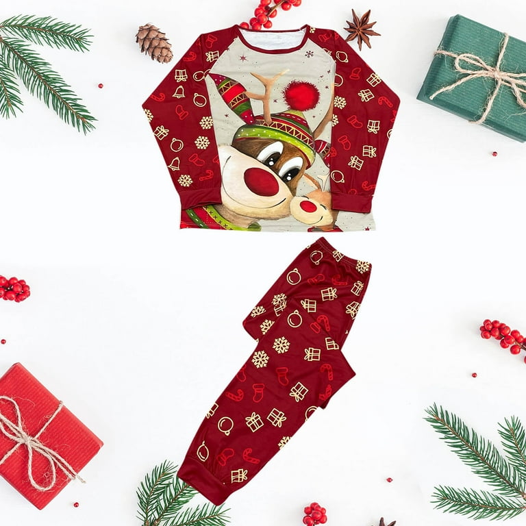 HAPIMO Savings Family Christmas Pajamas Matching Sets Xmas Matching Pjs for  Adults New Year Home Xmas Sleepwear Set Loungewear Red M 