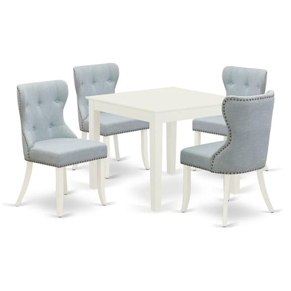 East West Furniture Oxford 5-piece Wood Dining Room Set in Linen White