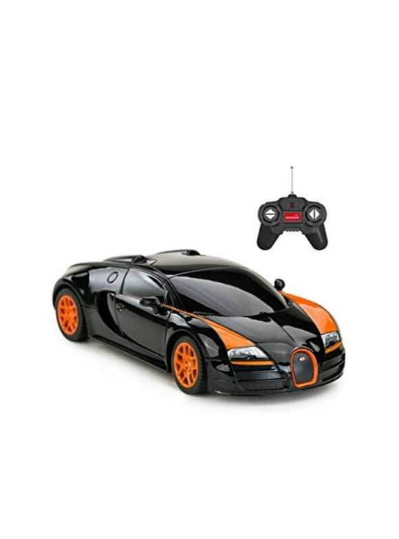 Rastar RC Car | 1:24 Bugatti Veyron 16.4 Grand Sport Vitesse Radio Remote Control Racing Toy Car Model Vehicle, Black/Orange