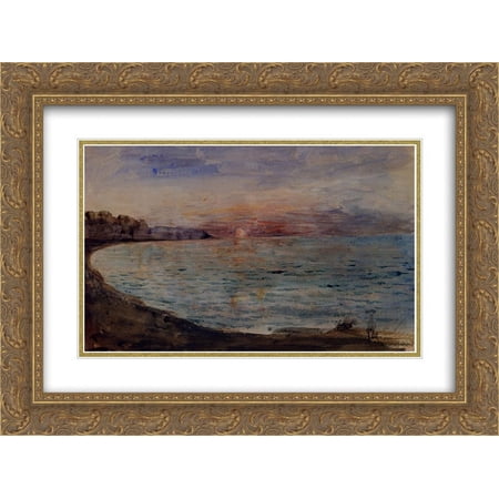 Eugene Delacroix 2x Matted 24x18 Gold Ornate Framed Art Print 'Cliffs near Dieppe'