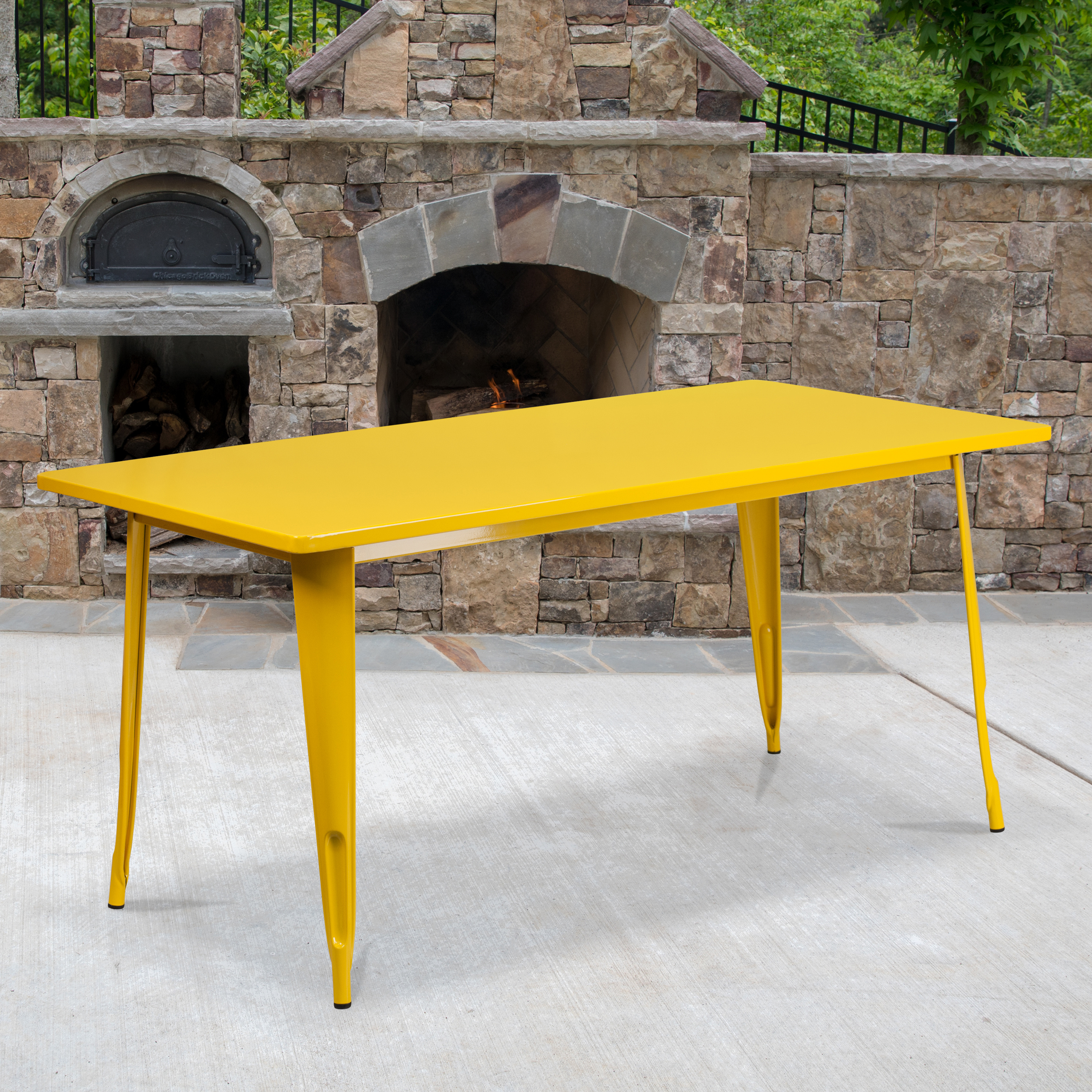 Flash Furniture Commercial Grade 31.5" x 63" Rectangular Yellow Metal Indoor-Outdoor Table - image 2 of 3