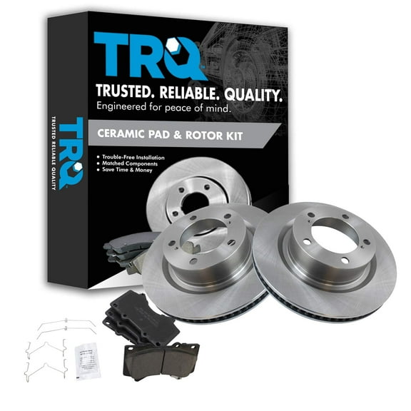 TRQ Front Brake Pad & Rotor Kit Brake Pads Brake Rotor Ceramic Fits Select 2016-2021 Lexus LX570 Toyota Land Cruiser 2008-2021 Sequoia 2007-2021 Tundra