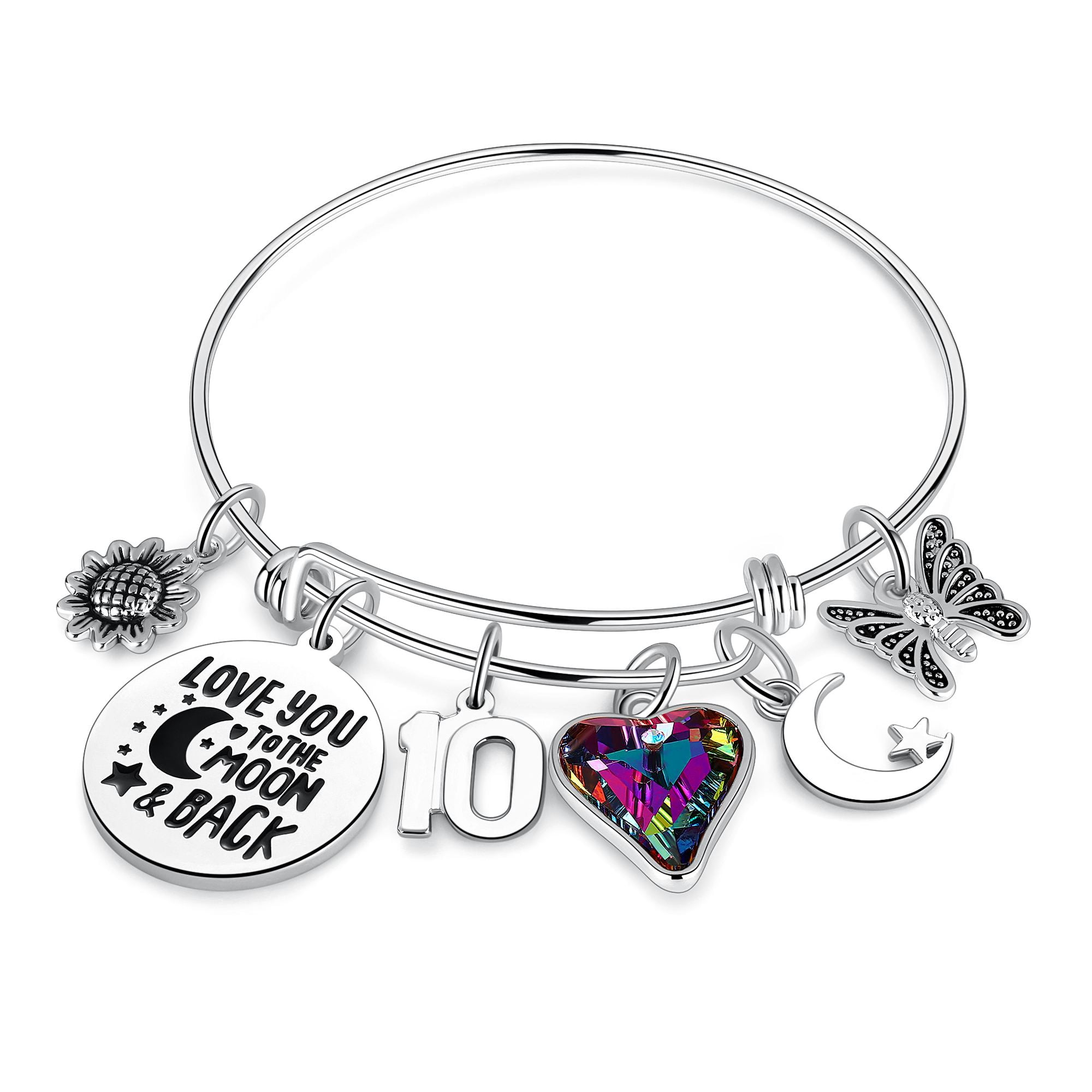 Girls Birthday Starter Charm Bracelet with Gift Box Ages 3rd 4th 5th 6th 7th 8th 9th 10th 11th 12th 13th Birthday Gifts for Girls
