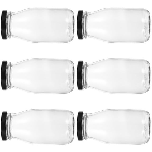 NIYANGLE Glass Milk Bottles Dairy Drinking Container Transparent 6Pcs