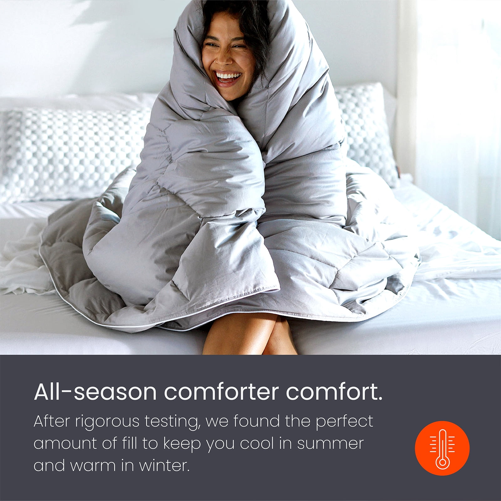 Layla Down Alternative Comforter | All Season Duvet | Premium Luxury Cotton Hexagon Pattern (White, Full/Queen)