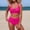 Hot Pink, variant on Naittoop Womens Bikini Sets V Neck Twist Front Swimsuits, Full Coverage Bottom Two Piece Bathing Suit Belly Control