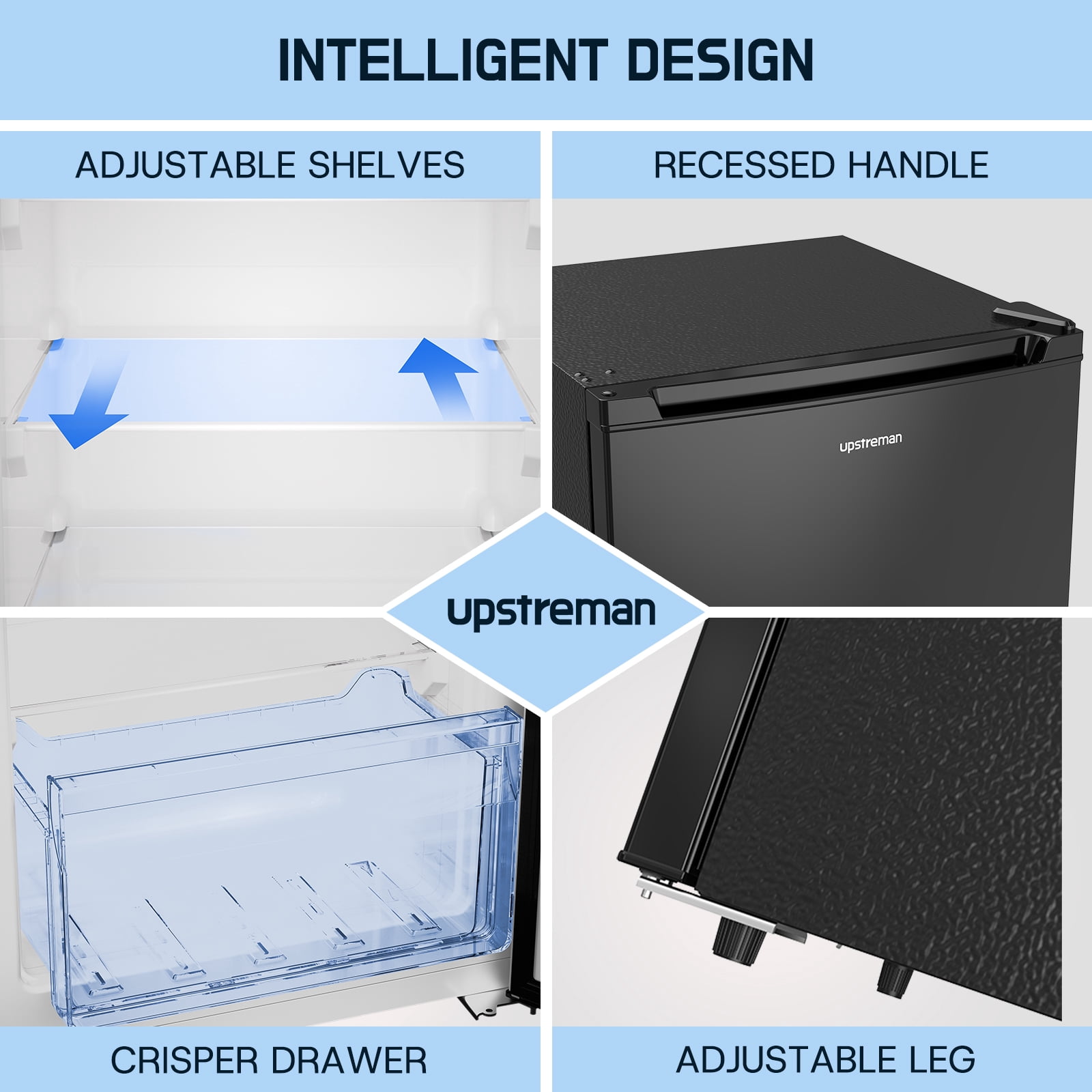 Upstreman 7.0 Cu.Ft Upright Freezer Convertible Freezer/Refrigerator, Garage Ready Deep Freezer Fridge with Reversible Door, UP70 Black