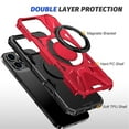 thumbnail image 4 of Case for iPhone 15 Pro 6.1" with 360° Spin Magnetic Stand Ring Holder, Compatible with MagSafe, 16FT Mil-Grade Shockproof Dropproof Tough Rugged Protective Case Cover,Red,For iPhone 15 Pro, 4 of 8
