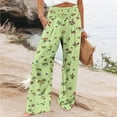 thumbnail image 2 of Wyobmus Women's High Waist Straight Leg Yoga Pants Casual Floral Printed Stretch Long Lounge Pant Trousers With Pocket A-Green, 2 of 5