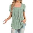 thumbnail image 1 of Pntutb Hauts Courts pour Femmes Femmes Mode Décontractée Manches Courtes T-Shirt Ample Blouse Hauts Sélections Éclair, 1 of 4