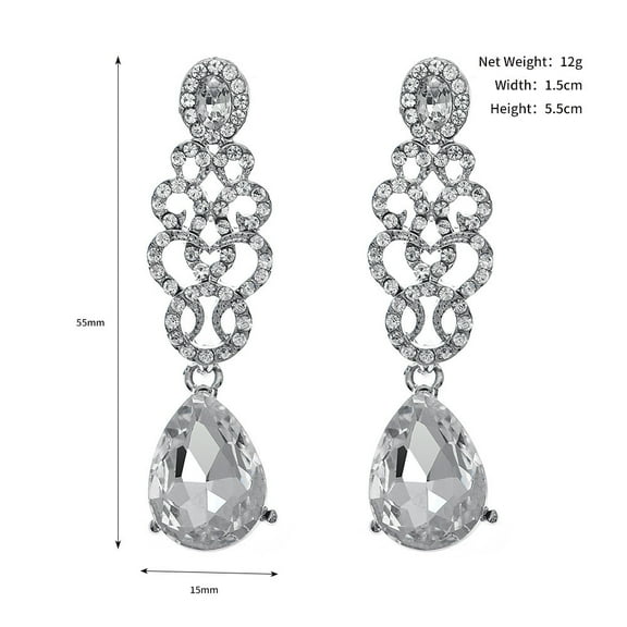 APIPEE Vintage Bride Earrings Exaggerated Wedding Banquet Jewelry Zircon Drop Earrings for Women