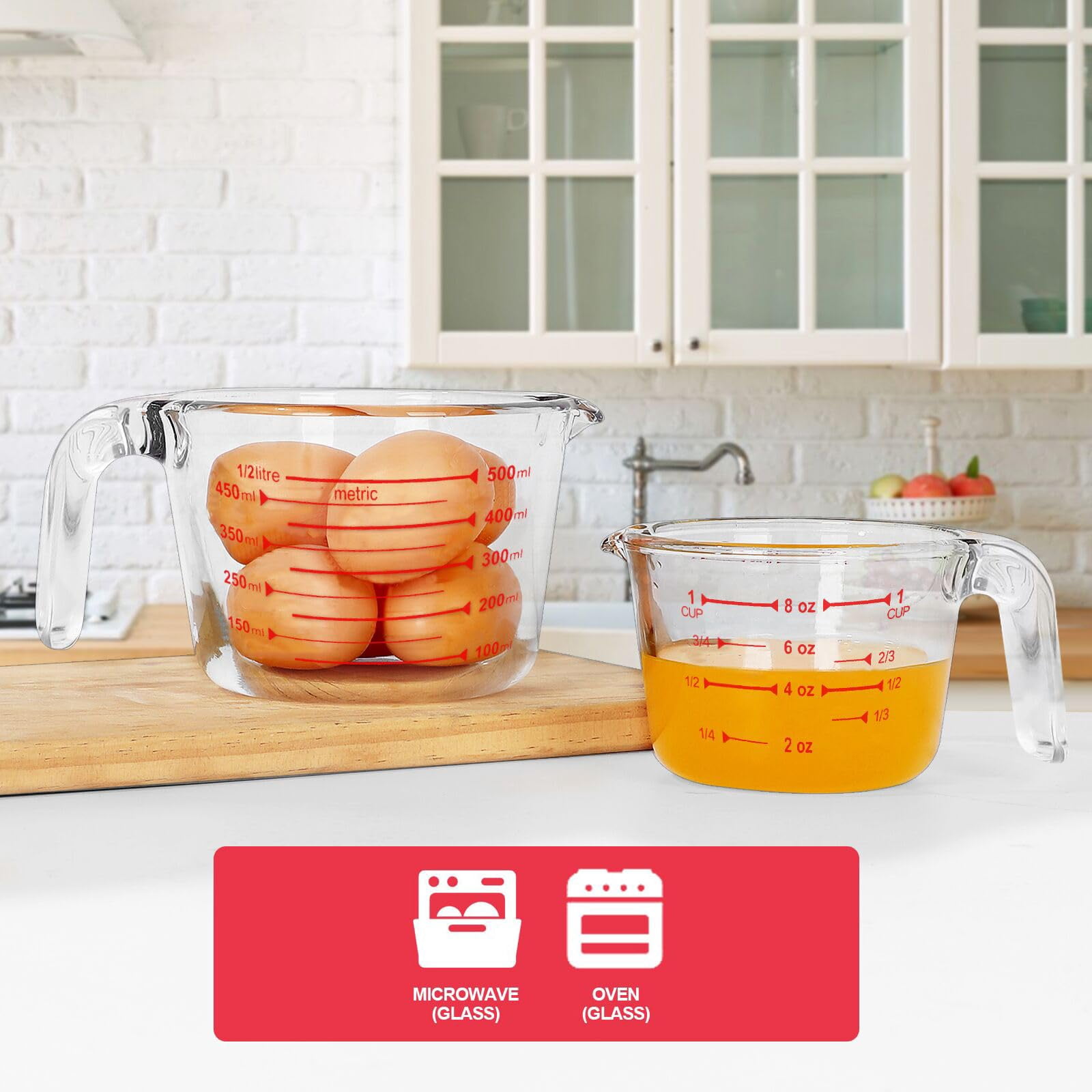 4 Piece Glass Measuring Cups Set  5 Oz 1-cup 2-cup 4-cup Liquid With Lids For Kitchen Freezer And Microwave Safe