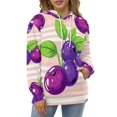 thumbnail image 4 of Purple Berry Pattern Men's Women Vintage 3D Hooded Sweatshirt - All-Season Loose Fit Streetwear, 4 of 6
