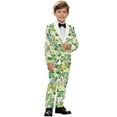 thumbnail image 2 of Xoenoiee Tropical Palm Leaves Print Kids Boys Suit 2 Piece Kids Formal Blazer Jacket Pants Set 2 Piece Formal Wear Outfit for Wedding, Size 6-7 Years, 2 of 7