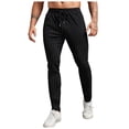 thumbnail image 1 of YDLCAFD Mens Pants Jeans Slim Fit Men Fine Striped Micro Elastic Small Leg Pants Business Casual Trend Drawstring Waist Comfortable Pants, 1 of 9