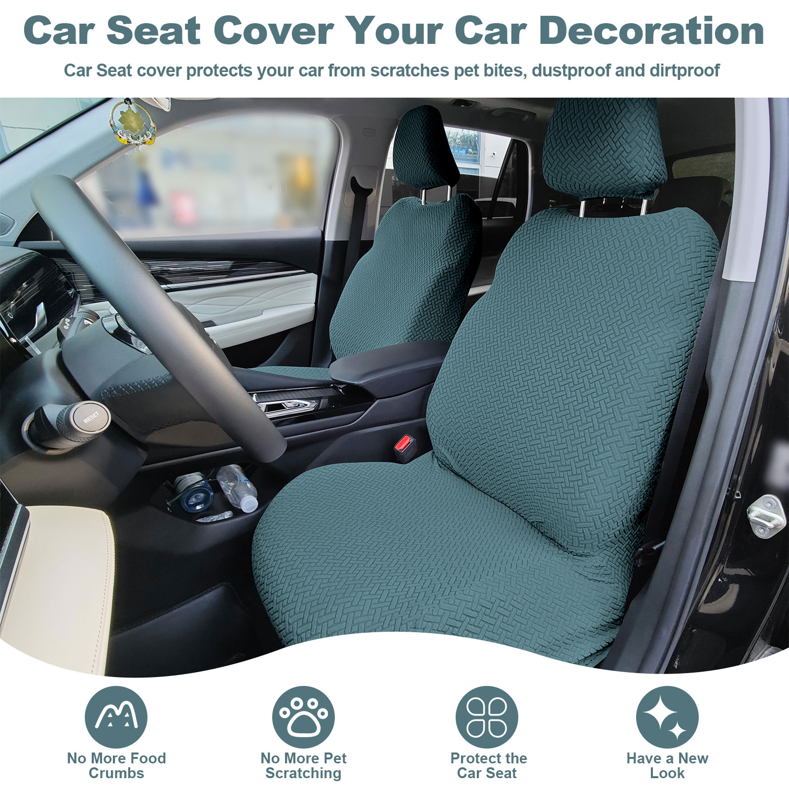 Eurhowing Universal Car Seat Covers, Non-Slip Front Car Seat Covers Set of 2, Breathable Jacquard Auto Seat Protectors for Cars SUV Sedan Truck, Blue