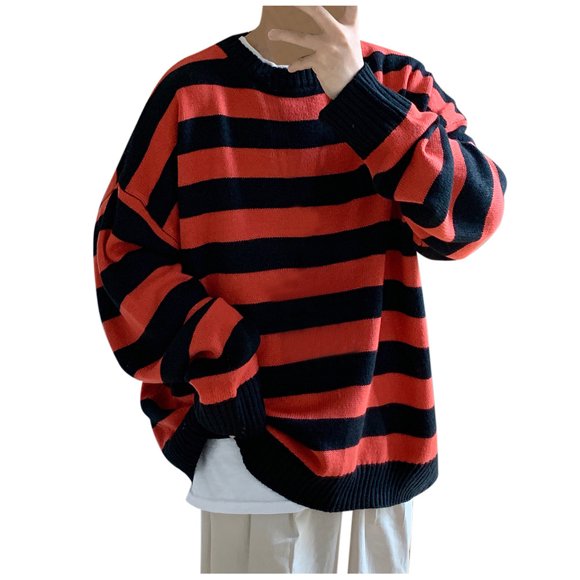 erdimoy Hauts Décontractés Mode Femmes Mode Décontractée Ample Manches Longues Col Rond Nouvelle Tendance Chandail Rayé