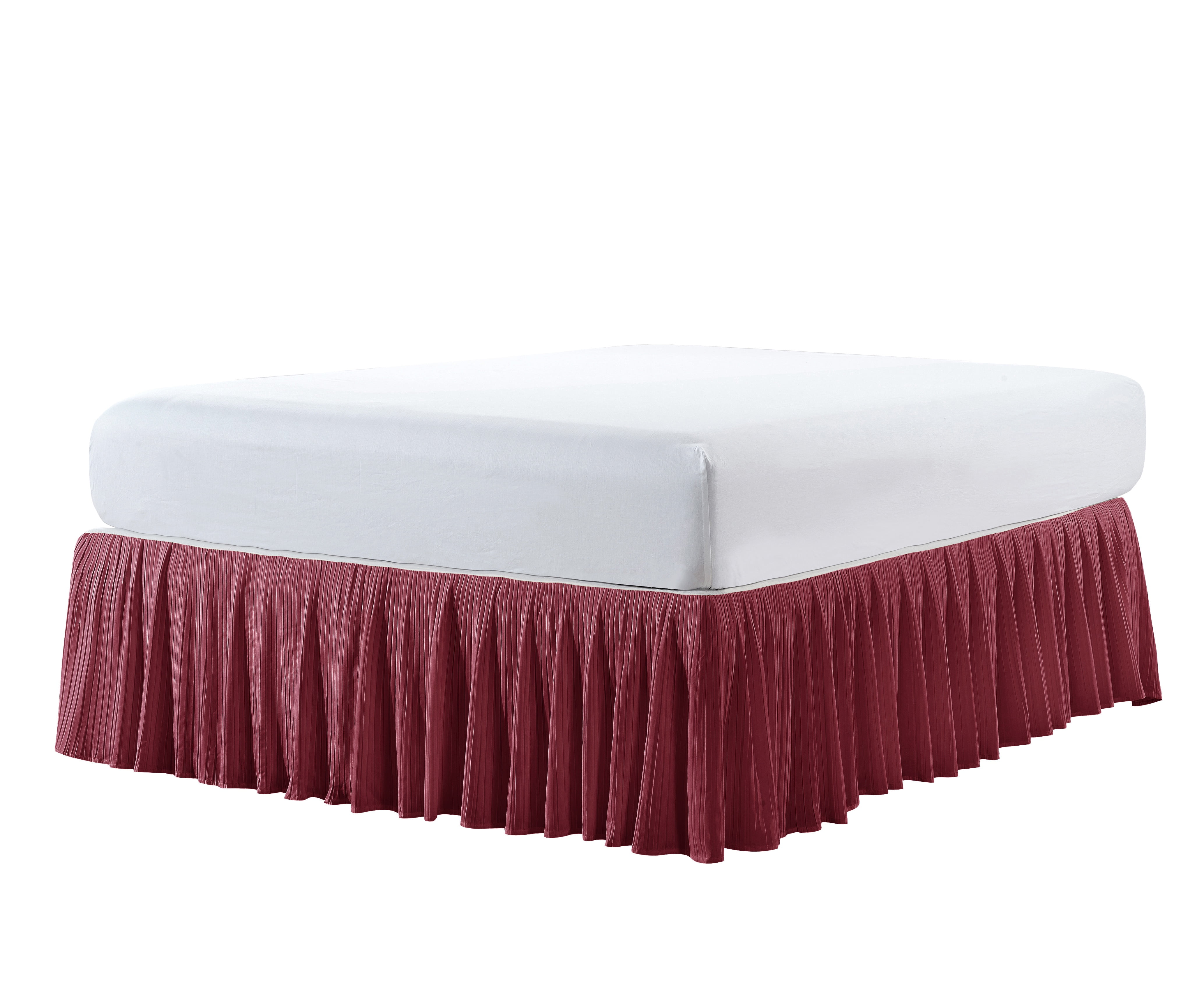 Home Soft Things Diamond Flannel Pleated Bed Skirt, Brick, King (78" x 80" + 18")