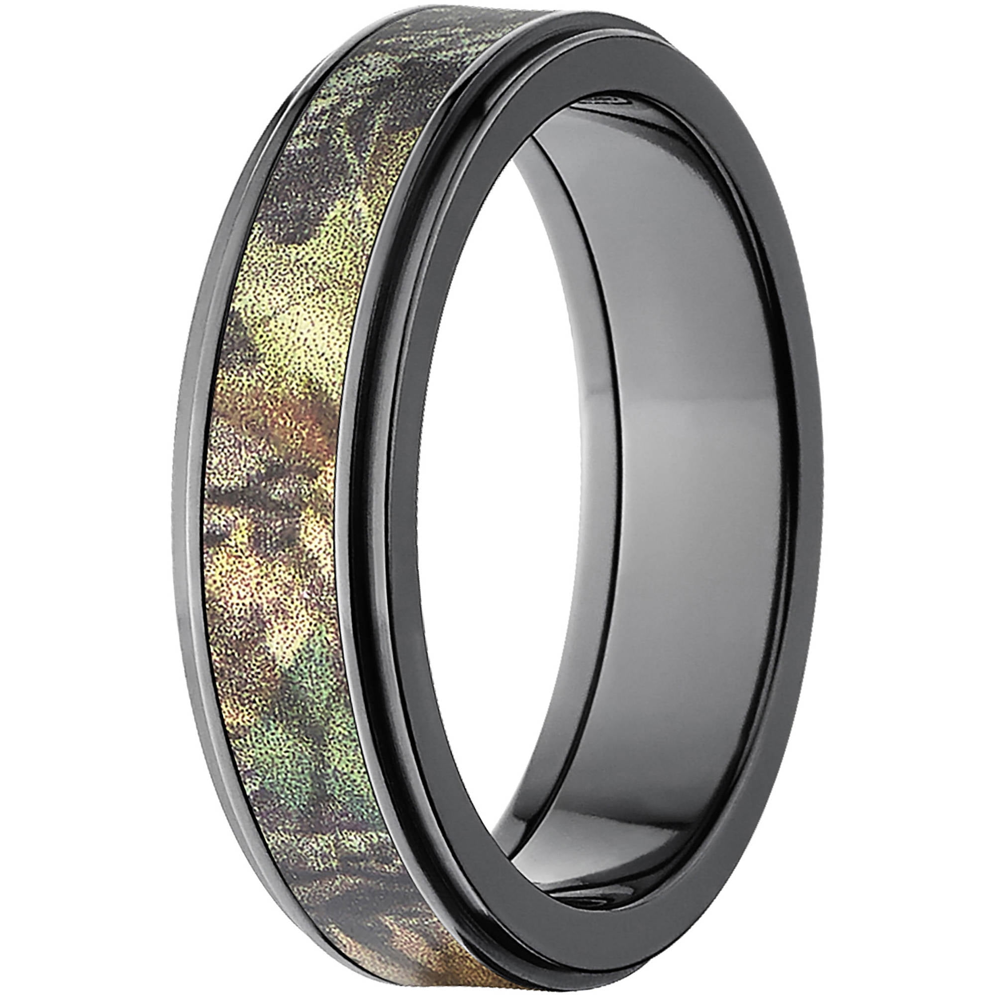 New Break Up Men's Camo Black Zirconium Ring with Polished Edges and Deluxe Comfort Fit