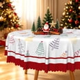 thumbnail image 3 of Duangreer Cartoon Christmas Round Tablecloth, Cute Xmas Tree Graffiti Print, Waterproof Wrinkle Resistant, Table Cover for Holiday Party, Dining, Indoor and Outdoor, White, 70''Round, 3 of 6