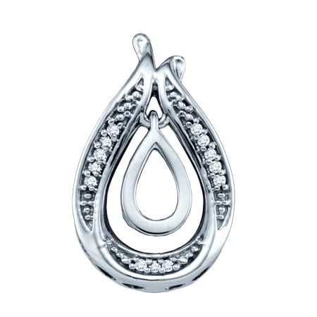 10K White Gold 0.04CT White Pear Shape Diamond Fashion Fashion Pendant