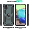 thumbnail image 3 of Samsung A71 5G Case,  Grade Heavy Duty Protection Phone Case Cover with HD Screen Protector  Ring Kickstand for Samsung Galaxy A71 5G (Dark Green  Case), 3 of 13