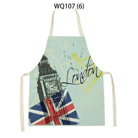 

Union Jack Style Kitchen Apron Adult Kids Linen Stain Resistant Cleaning Apron London Soldier Bus Print Apron Household Goods