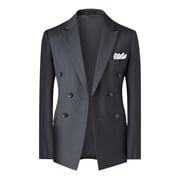 Cloudstyle Mens Slim Fit Double-Breasted Peak Lapel Suit Set - Business Casual Blazer & Trousers with 7 Pockets