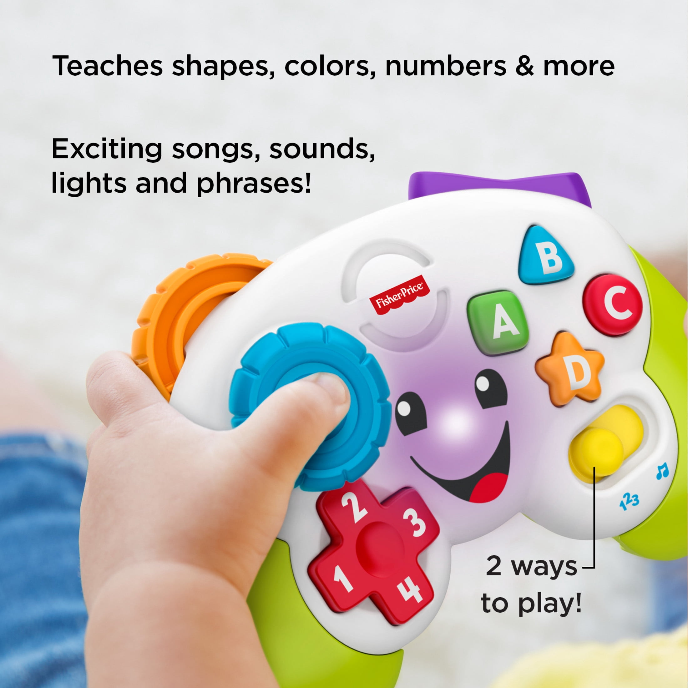 Fisher-Price Laugh & Learn Baby & Toddler Toy Game & Learn Controller Green Pretend Video Game with Music & Lights for Ages 6+ Months